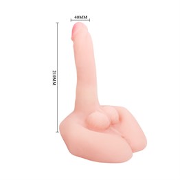 21 cm Oynar Başlı Titreşimli Sesli Çift Girişli Realistik Vibratör Masturbatör Penis