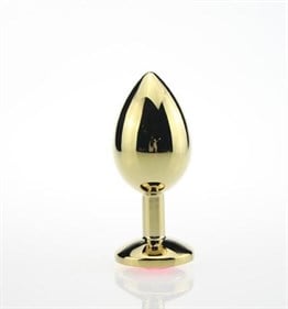 Mücevher Taşlı Gold Boğumlu Anal Tıkaç (Plug)