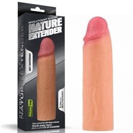 Nature Extender 4.5 cm Dolgulu Premium Ten Rengi Silikon Penis Kılıfı