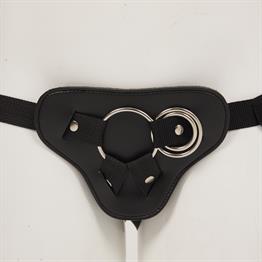 Protez Penis Metal 3 Halkalı Siyah Deri Kemer