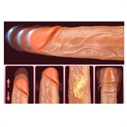 Belden Bağlamalı USB Şarjlı Uzaktan Kumandalı 23 cm İleri Geri Hareketli Titreşimli Isıtmalı Dildo