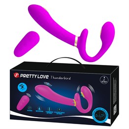 USB Şarjlı Uzaktan Kumandalı Elektro Şoklu Çift Taraflı Strapon Teknolojik G-Spot Vajinal Vibratör