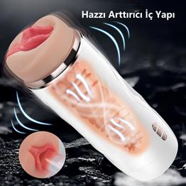 USBden Şarjlı 3 Emme ve Güçlü 7 Titreşim Fonksiyonlu Realistik Masturbatör - Riley