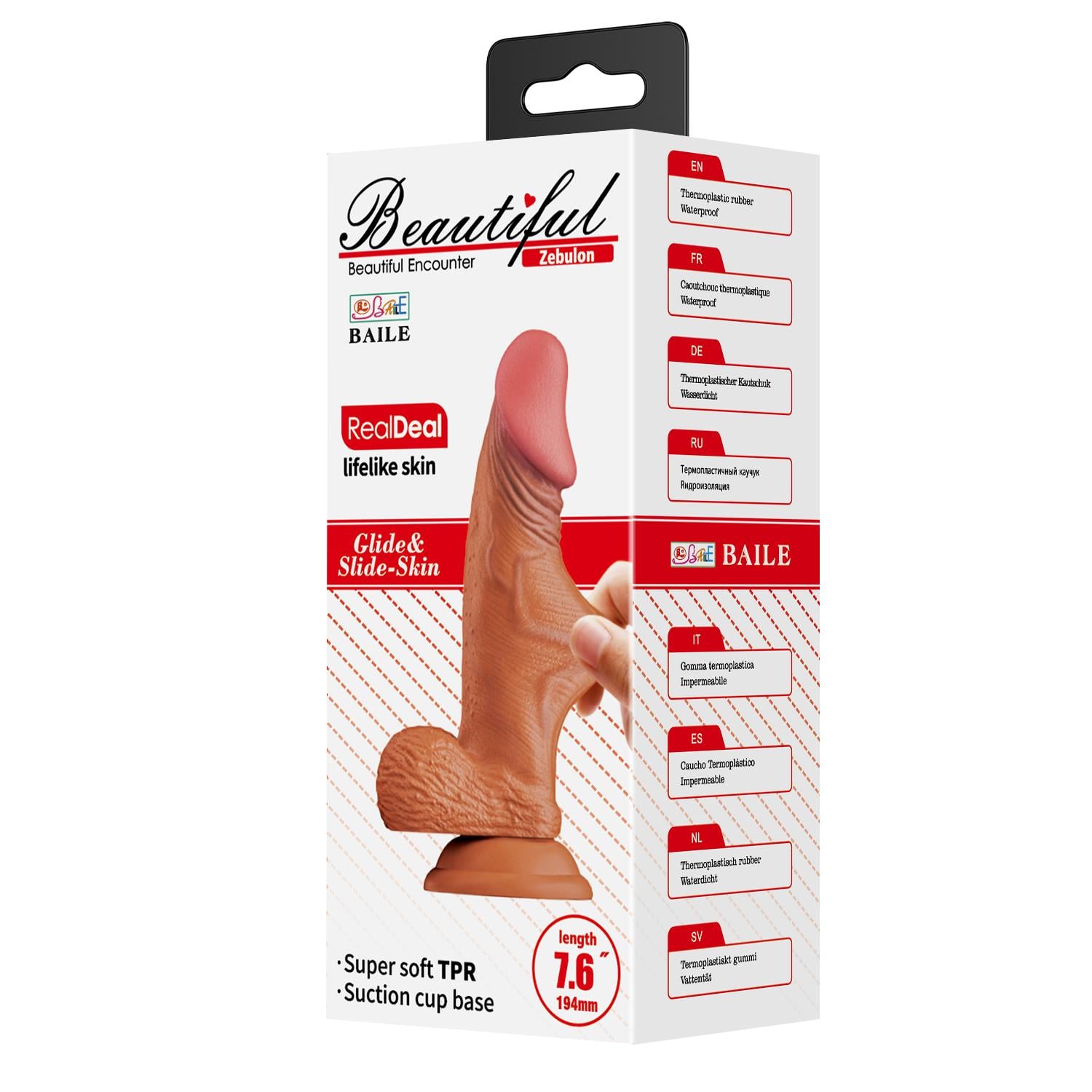 19,4 cm Et Dokulu Gerçekçi Çift Katmanlı Silikon Melez Penis - Zebulon