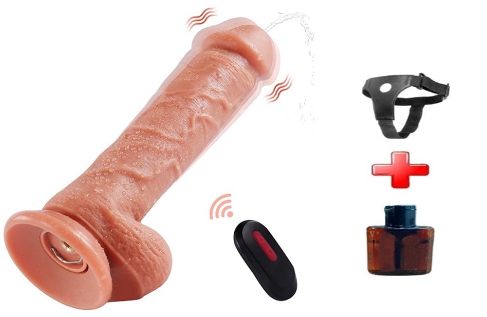 21,5 cm Uzaktan Kumandalı Su Fışkırtmalı Vantuzlu Realistik Dildo Penis