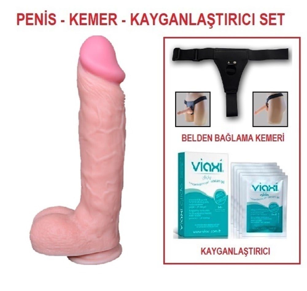 25 cm Belden Bağlamalı Realistik Dildo Penis Set