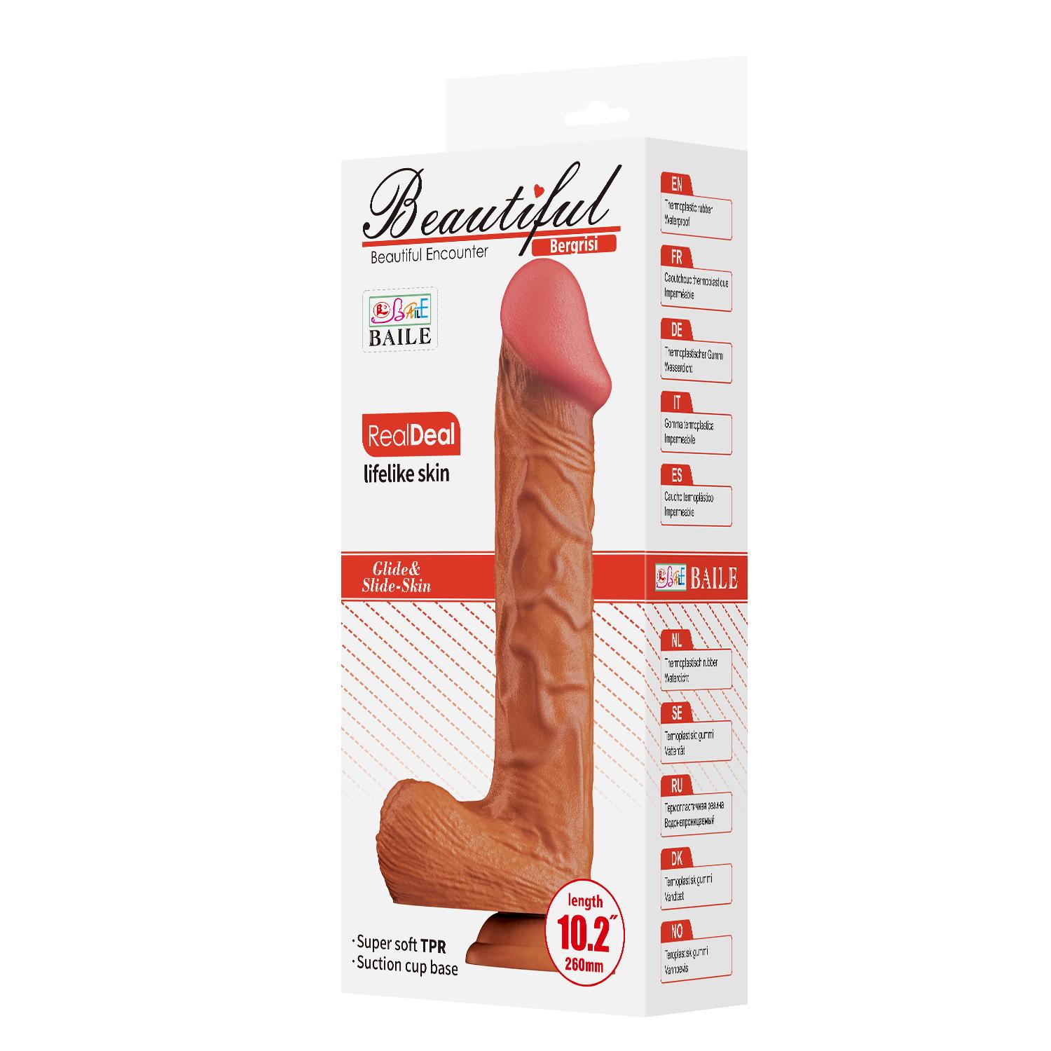 26 cm Yeni Nesil Çift Katmanlı Realistik Vantuzlu Melez Dildo Penis - Berkrisi