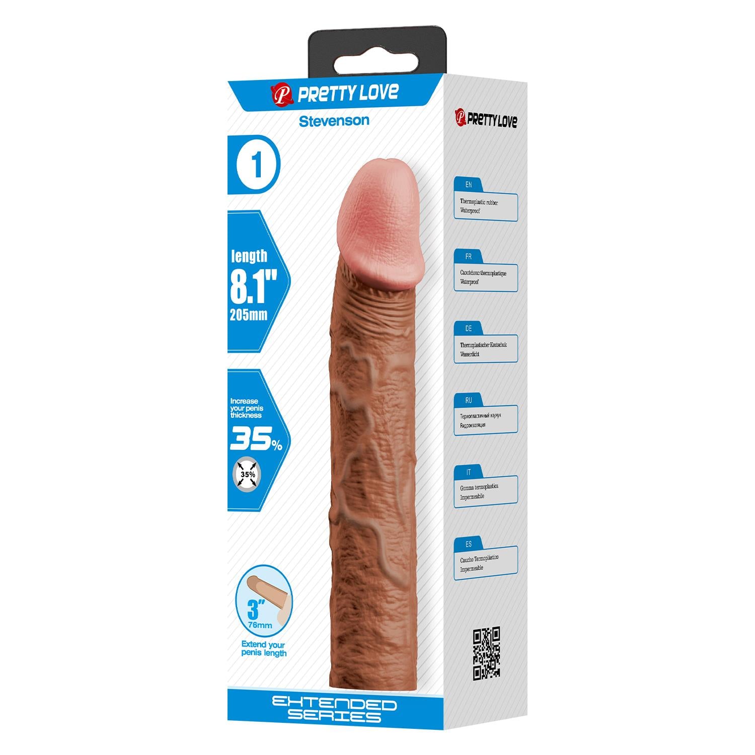 7,6 cm Dolgulu Premium Melez Rengi Silikon Penis Kılıfı - Stevenson