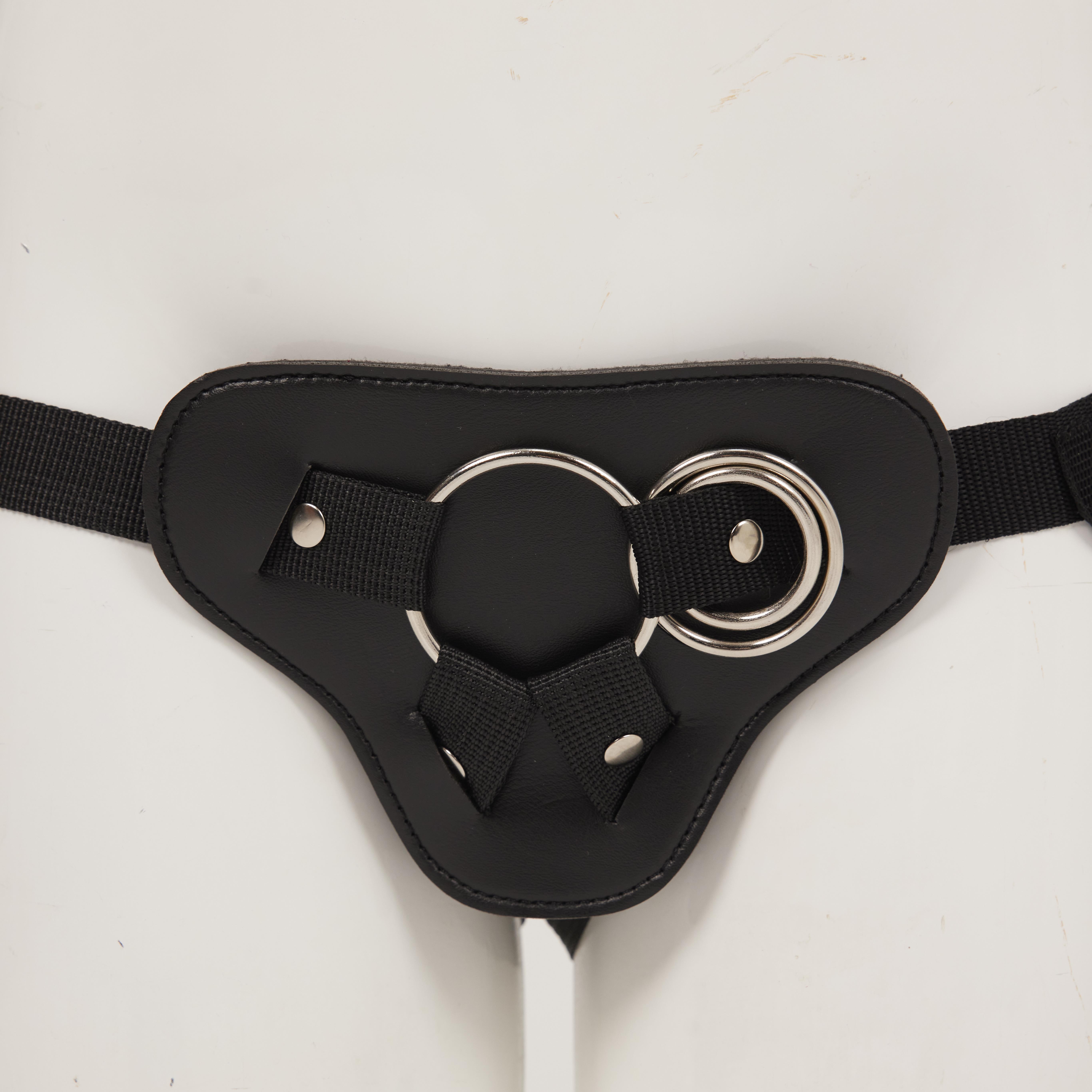 Protez Penis Metal 3 Halkalı Siyah Deri Kemer