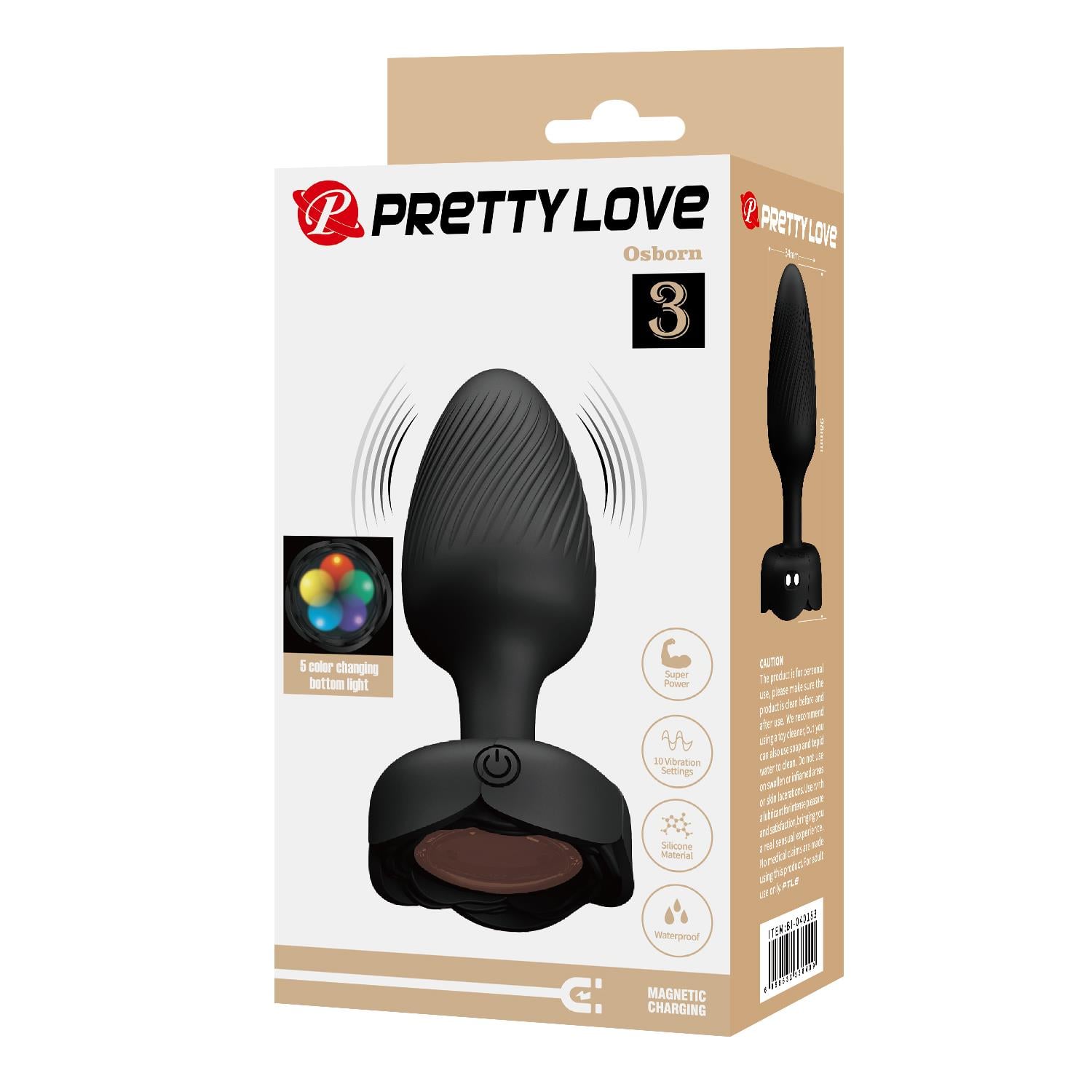 USB'den Manyetik Şarjlı 10 Farklı Titreşimli 5 Led Işıklı Silikon Anal Plug - Osborn