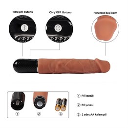 10 Titreşim Fonksiyonlu 17,5 cm Realistik Vibratör Gerçekci Penis Dildo