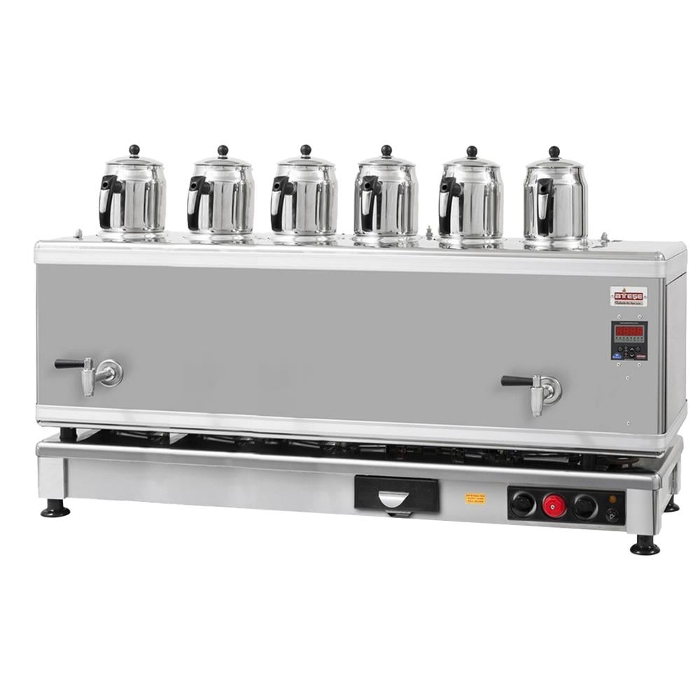 Ateşe Titanium Akıllı Dijital Gazlı & Elektrikli Inox Çay Makinesi 6 Demlikli KAHVECİ (YEDEKLERİ) OCAKLARI
