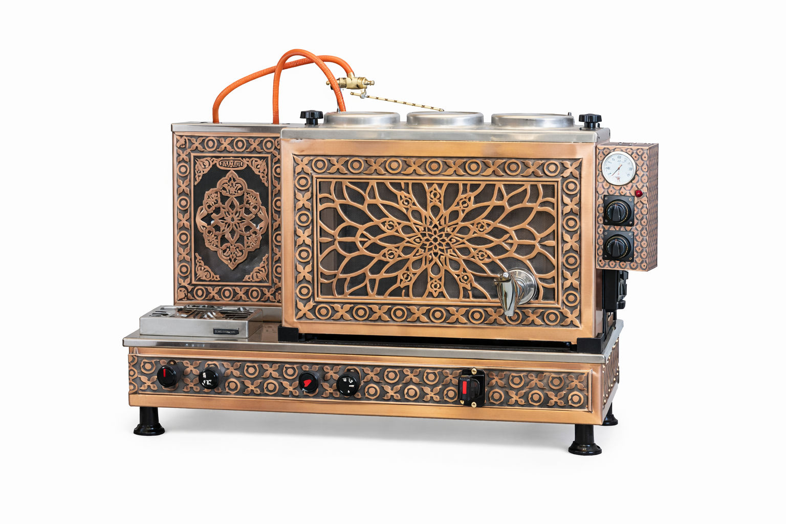 3 Demlikli Full Otomatik Bakır Çay Kazanı Doğalgaz&Elektrik