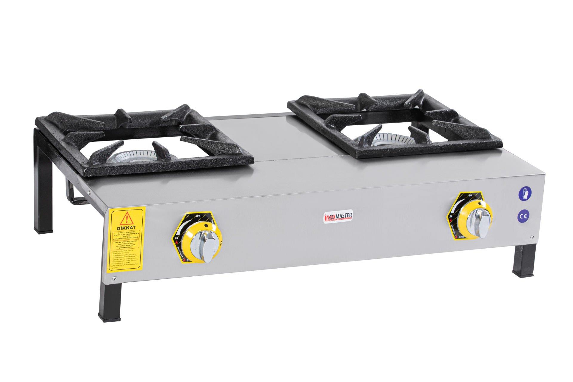 Inoxmaster İkili Lokanta Ocağı Kısa Ayak (Doğalgaz & LPG Uyumlu)