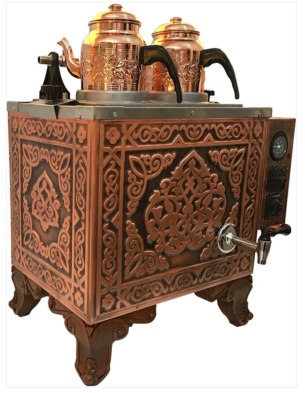 2 Demlikli Bakır Çay Kazanı (Elektrikli)