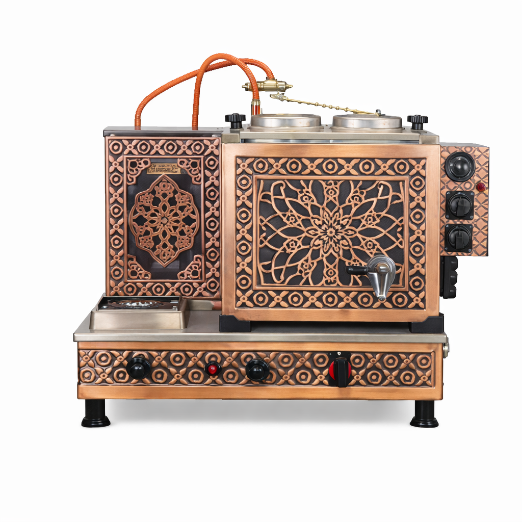 2 Demlikli Full Otomatik Bakır Çay Kazanı Doğalgaz&Elektrikli