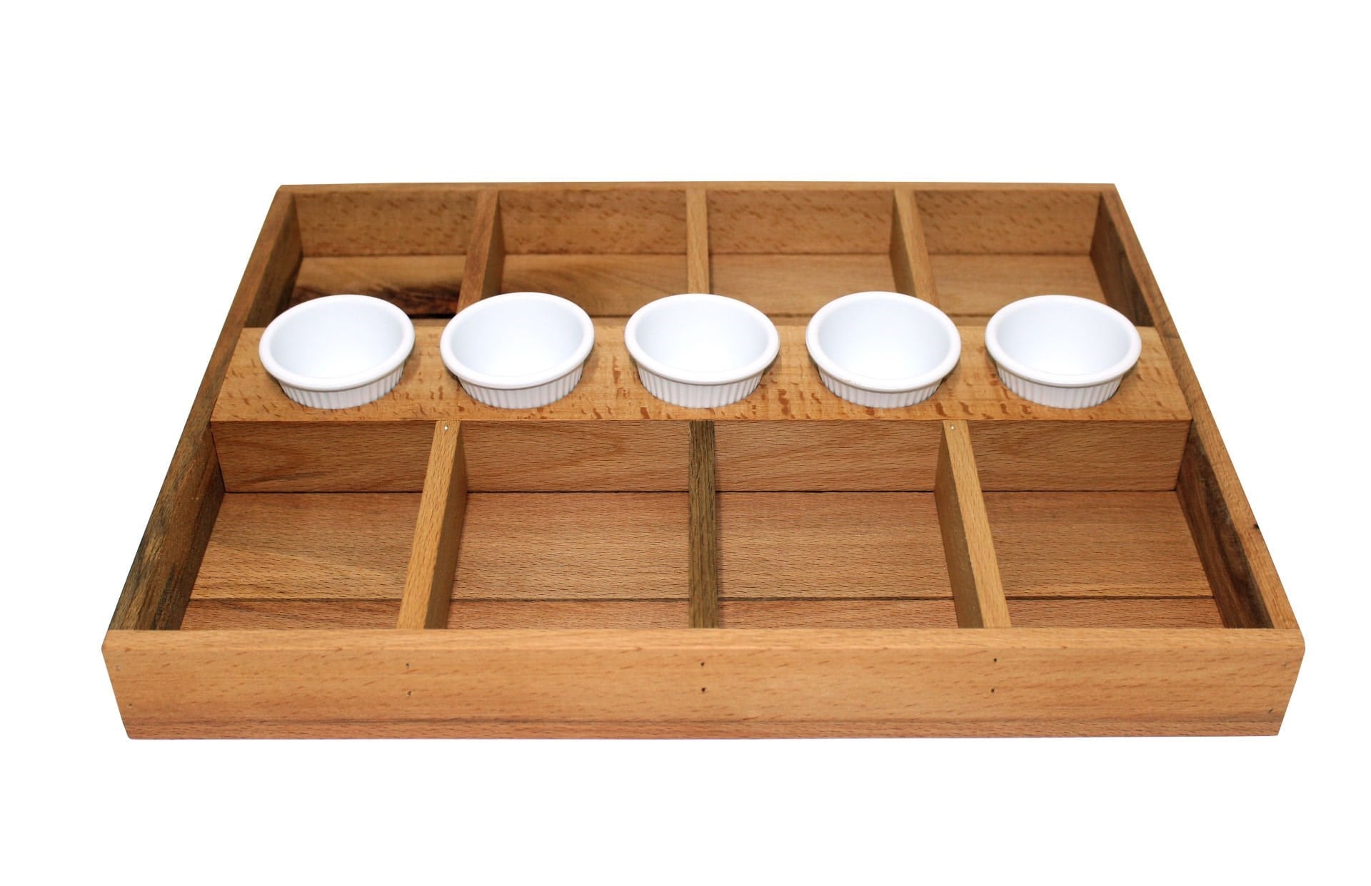 Biradlı Combo Ahşap Bölmeli Sunum Kasası (44x34 cm)-Sunum Tabakları ve Kaseler - Demasan
