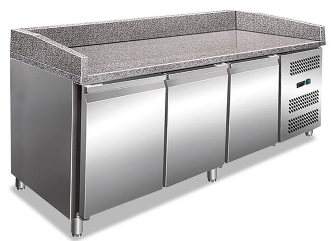 Coldera 2 Kapılı Üst Saladbarlı Granit Tablalı 88 Cm Derinlikli Pizza Hazırlık Buzdolabı PT.20288.02 (SS304)-PİZZA HAZIRLIK DOLAPLARI - Demasan
