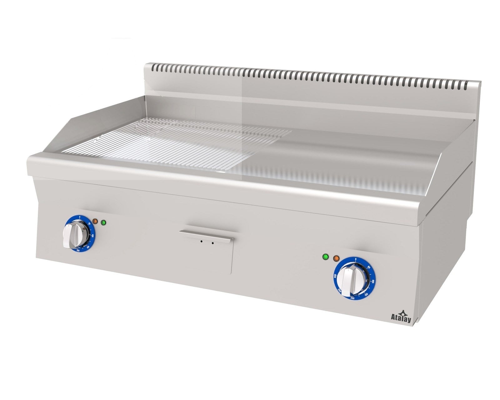 E AEI-1060/ND CR - Atalay Elektrikli Pleyt Izgara Nervürlü +düz Nervürlü + Düz Krom Yüzey 1000x600-ELEKTRİKLİ PLEYT IZGARALAR - Demasan
