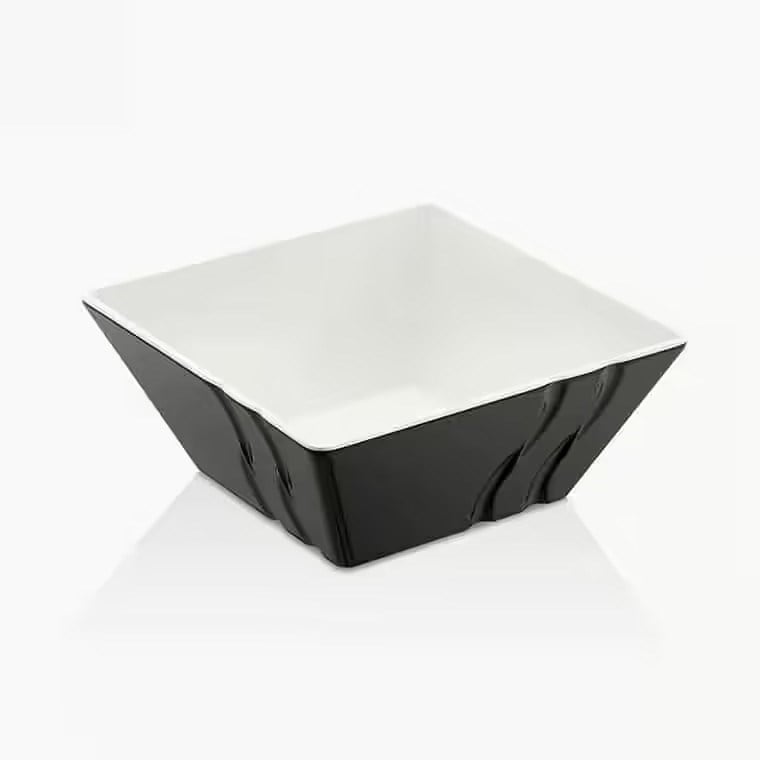 Gastro Boutique Bicolor Luxor Kase 24x24 cm 3.000 ml - Krem Beyaz - Siyah-Kırılmaz Kaseler - Demasan
