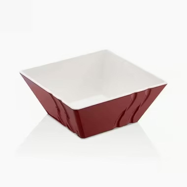 Gastro Boutique Bicolor Luxor Kase 24x24 cm 3.000 ml - Krem Beyaz - Kırmızı-Kırılmaz Kaseler - Demasan
