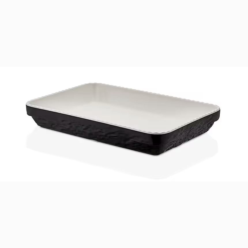 Gastro Boutique Bicolor Olie Platter 35,6x24 cm - Krem Beyaz - Siyah-Sunum Tabakları ve Kaseler - Demasan

