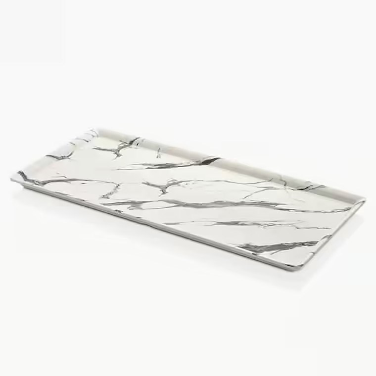 Gastro Boutique Mayamar Beyaz Mermer Dikdörtgen Platter 53x25 cm-Sunum Tabakları ve Kaseler - Demasan
