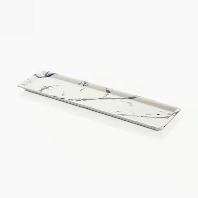 Gastro Boutique Mayamar Beyaz Mermer Dikdörtgen Platter 50x13,5 cm-Sunum Tabakları ve Kaseler - Demasan
