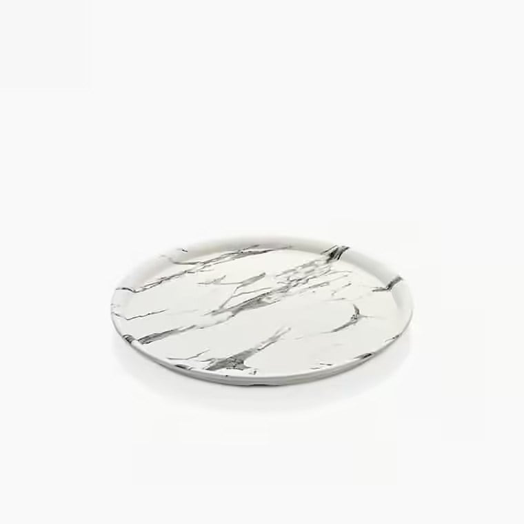 Gastro Boutique Mayamar Beyaz Mermer Yuvarlak Platter Ø 31 cm-Sunum Tabakları ve Kaseler - Demasan
