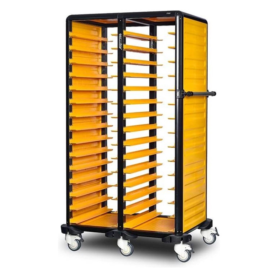 Gastrolley İkili Self Servis Arabası 150, 2 Yanı Kapalı, 104x71x174 cm-TEPSİ TAŞIMA ARABALARI - Demasan
