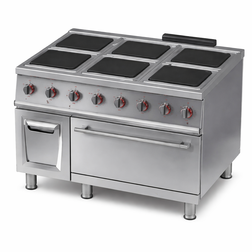 Gastrotech EKF9030K 6 Kare Pleytli Elektrikli Kuzine Fırınlı 900 Seri ELEKTRİKLİ KUZİNELER
