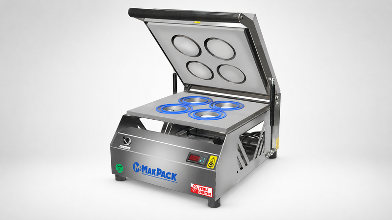Makpack MP-420 Yuvarlak Tabak Kapatma Makinesi, Dijital, 4×Ø110 mm-TABLDOT (SELF SERVİSLER) - Demasan

