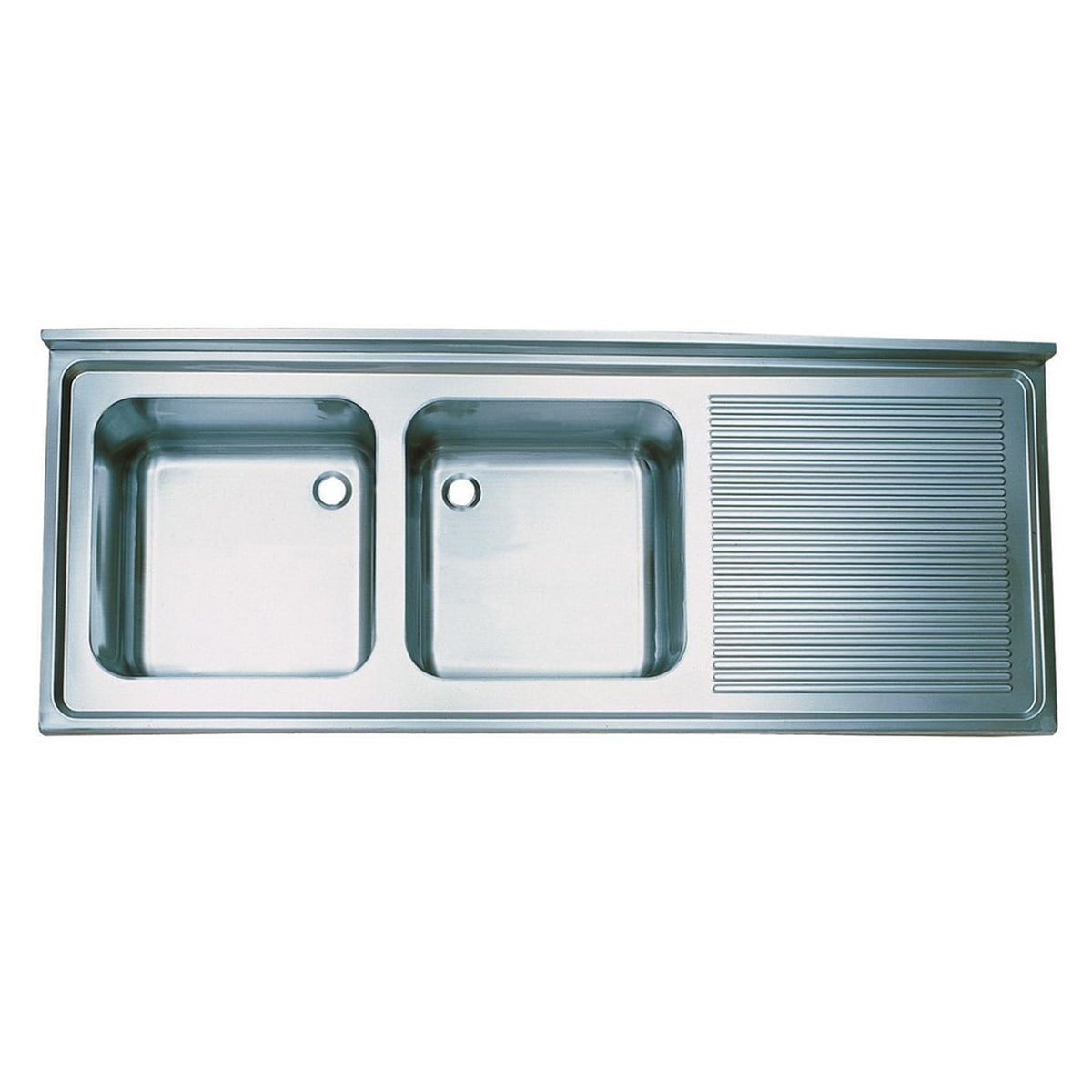 Öztiryakiler Tablalı Evye 150x60 Çift Göz Sağ Damlalıklı 40x40x25 Gözlü 1.00 mm-Evye Tablaları ve Kazan Yıkama Evyeleri - Demasan
