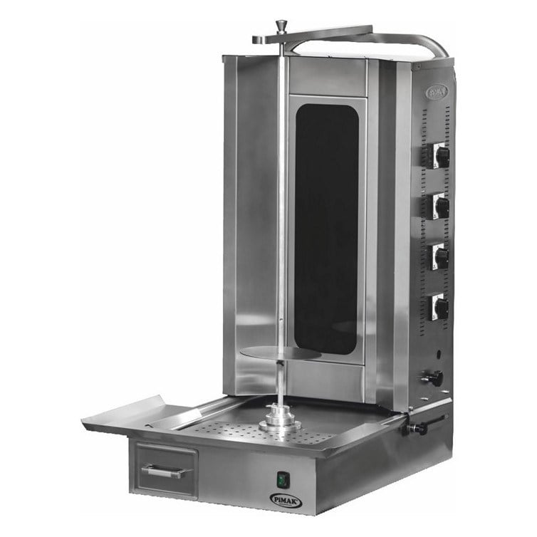 Pimak M077-4E Elektrikli Döner Ocağı, Alttan Motorlu, Camlı, 4 Radyanlı, 50x71x115 cm-ALTTAN MOTORLU DÖNER OCAKLARI  - Demasan
