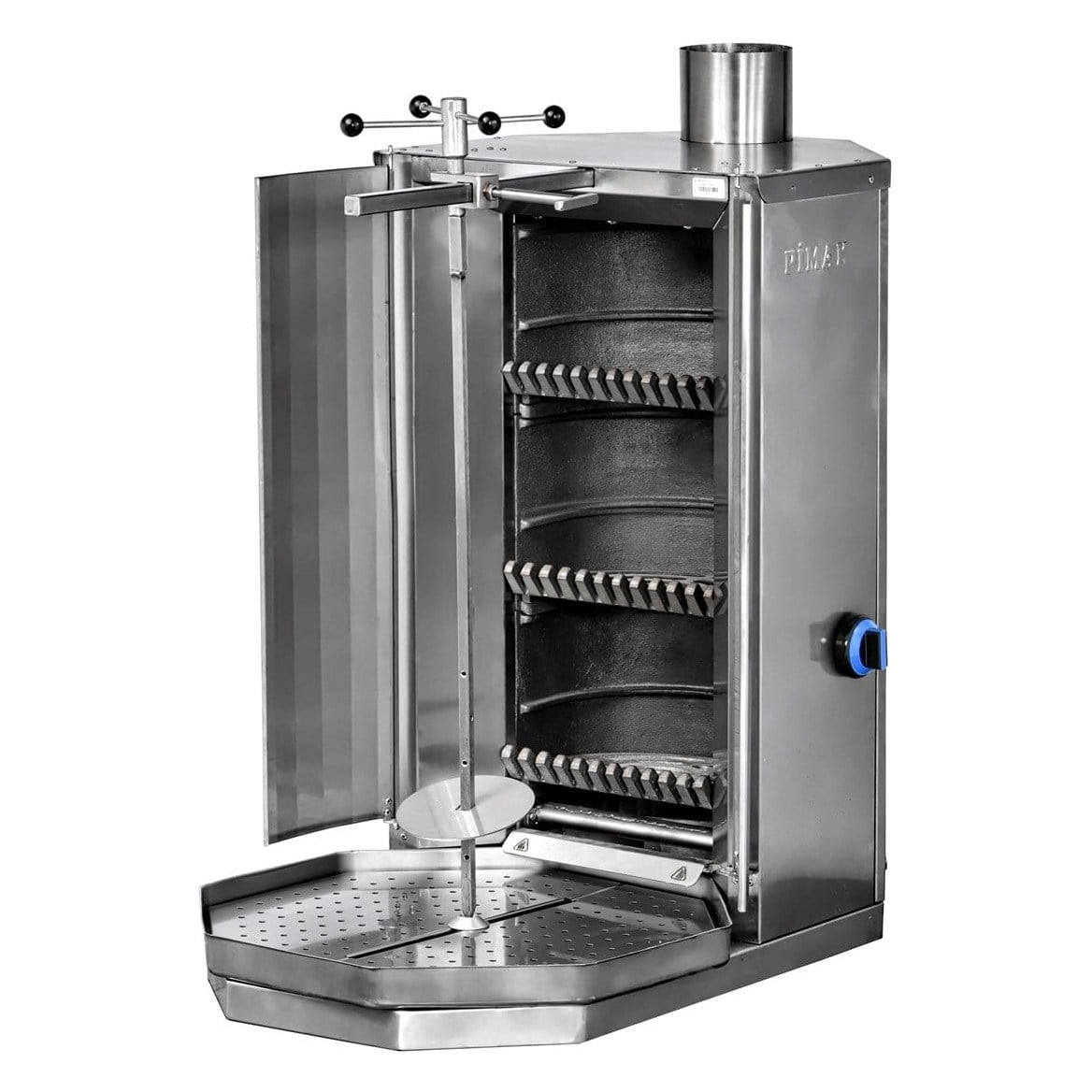 Pimak M077-K3 Kömürlü Döner Ocağı, 3 Gözlü, 50,5x76,5x95 cm-SABİT DÖNER OCAKLARI  - Demasan
