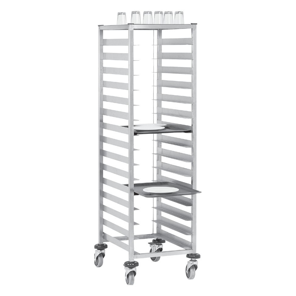 Portashelf Bulaşık Toplama Arabası, Tekli, 15 Tepsilik, 201 Paslanmaz, 43x57x160 cm-TEPSİ TAŞIMA ARABALARI - Demasan
