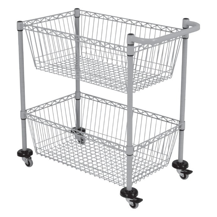 Portashelf Sepetli Araba, 2 Katlı, 304 Paslanmaz, 86x46x86 cm-ÇAMAŞIR VE KAT TEMİZLİK ARABALARI  - Demasan
