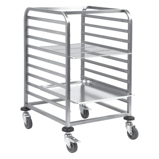 Portashelf Tepsi Taşıma Arabası, GN 2/1, Alçak, 9 Katlı, 304 Paslanmaz, 58x66x90 cm-TEPSİ TAŞIMA ARABALARI - Demasan
