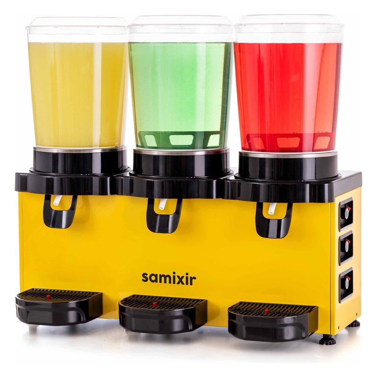 Samixir MMM30.AY Panoramik Triple Karıştırıcılı Soğuk İçecek Dispenseri, Analog, 10+10+10 Lt, Sarı-LİMONATA&ŞERBET&MEYVE SUYU SOĞUTUCULARI - Demasan
