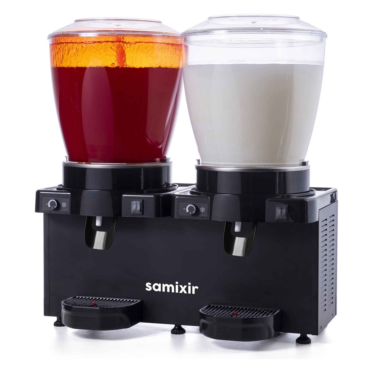 Samixir SM44.AB Panoramik Twin Fıskiyeli + Karıştırıcılı Soğuk İçecek Dispenseri, Analog, 22+22 Lt, Siyah-LİMONATA&ŞERBET&MEYVE SUYU SOĞUTUCULARI - Demasan
