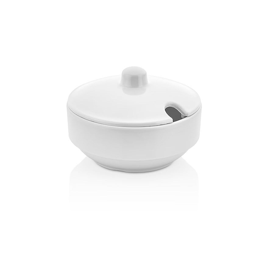 Thermoset Accessories Kapaklı Baharatlık Ø 10 cm 230 ml - Porselen Beyazı-BAHARATLIKLAR - Demasan
