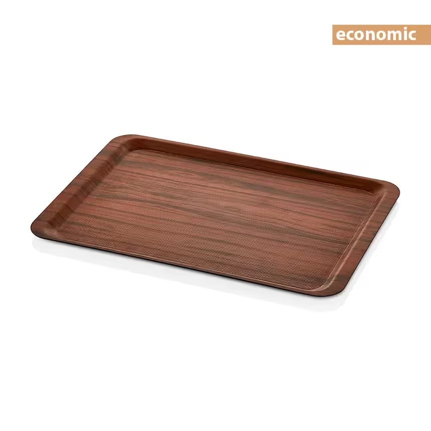 Thermoset Lamine Kaymaz Dikdörtgen Eko Tepsi Ceviz EN.1/1 - 37 x 53 cm-Kırılmaz Sürahi ve Tepsiler - Demasan
