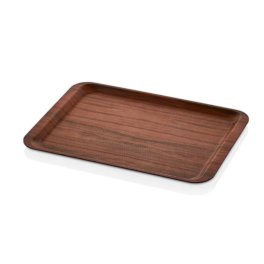 Thermoset Lamine Kaymaz Dikdörtgen Tepsi Ceviz 32 x 44 cm-Kırılmaz Sürahi ve Tepsiler - Demasan
