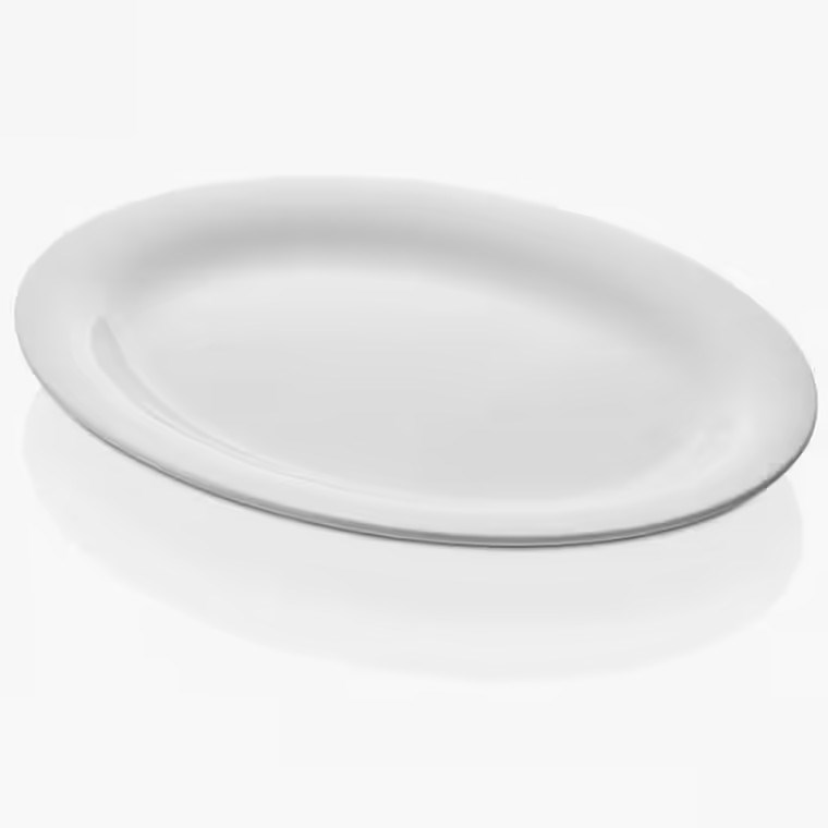 Thermoset Soft Oval Tabak 40 x3 1 cm - Porselen Beyazı-Kırılmaz Tabaklar - Demasan
