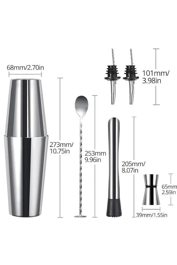 Vosco 6 Parça Avantajlı Kokteyl Set Boston Shaker (750ml)