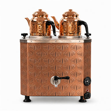 2 Demlikli Full Otomatik Bakır Çay Kazanı Elektrikli