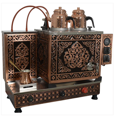 2 Demlikli Bakır Çay Kazanı