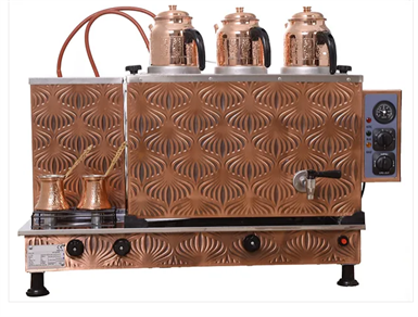 3 Demlikli Bakır Çay Kazanı – Endüstriyel Çay Ocağı – Elektrikli / Gazlı