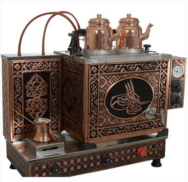 2 Demlikli Bakır Çay Kazanı