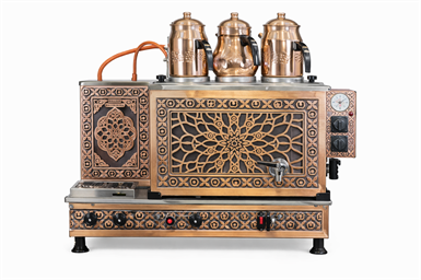 3 Demlikli Bakır Kahveci Ocağı Elektrikli Pleytli